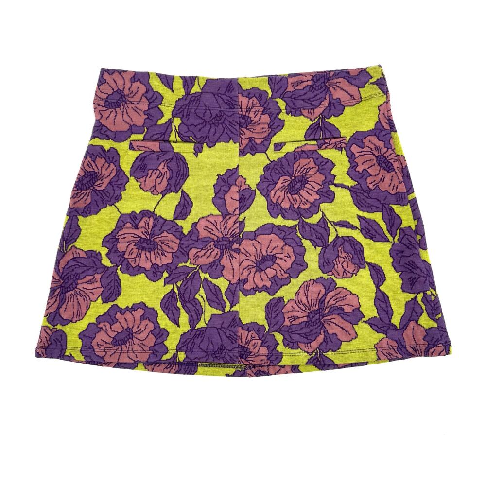 NWT Zara Bold Knit Floral Mini Skirt, Retro, Cottagecore, Vibrant Statement